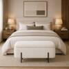 Doe Buck Luxury Boucle Storage Bench in White Colour with Black Metal Legs