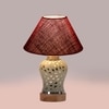 Devansh Conical Maroon Jute Shade Lamp With Wood & Mosaic Glass Base For Decoration/Office/Home/Gifting/Study For Decoration/Office/Home/Gifting/Study -(10X10X14.5) Inches -A