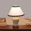 Devansh Conical White & Black Cotton Shade Lamp With Wood & Mosaic Glass Base For Decoration/Office/Home/Gifting/Study For Decoration/Office/Home/Gifting/Study -(10X10X14.5) Inches -A