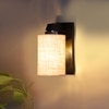 Devansh Solid Wood Electric Wall Light in Brown Colour with White Shade Count of 1 Light