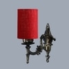 Devansh Metal Electric Wall Light in Antique Gold Colour with Maroon Shade Count of 1 Light