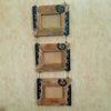 Brown wooden wall hanging photo frames collage set of 3 frames