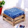 Amber Rosewood Foot Stool with Indigo Patch Kantha Cushion