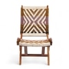 NatWest Sheesham Wood Relaxing Lounge Chair in Assorted Multi-Colour Chindi and White Rope Canning