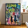 The Castle Decor Love You Graffiti Wall Art Framed Painting 20x30 Inch