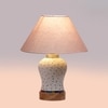 Devansh Conical Grey Cotton Shade Lamp With Wood & Mosaic Glass Base For Decoration/Office/Home/Gifting/Study For Decoration/Office/Home/Gifting/Study -(10X10X14.5) Inches -A