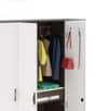 BLUEWUD Andrie Engineered Wood 4 Door Wardrobe/Clothes Storage Rack Organizer Almirah Cupboard with Hanger Rod Drawers and Shelves for Bedroom Home Furniture (Without Mirror, Wenge & White)
