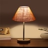 Devansh Beige Jute Table Lamp With  Natural  Wood Base  & Steel Pipe  & Steel Pipe (10X16.25 Inches)-34