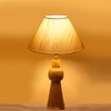 Devansh Off White Cotton Table Lamp With  Wood Natural Base (10X18 Inches)-27