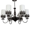Eliante White Chandelier, 6-Light, Mild Steel And Glass, Modern Ceiling Light Fixture