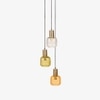 Chi Cluster Glass Hanging Lamp of 3 in Gold Finish