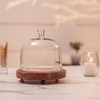 Ireka Homes Sweet Haven Acacia Wood Cake Stand with Glass Dome