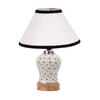 Devansh Conical White & Black Cotton Shade Lamp With Wood & Mosaic Glass Base For Decoration/Office/Home/Gifting/Study For Decoration/Office/Home/Gifting/Study -(10X10X14.5) Inches -A