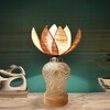 Devansh Rose Bamboo  Shade  Lamp With  Wood & Mosaic Glass Base For Decoration /Office/Home/Gifting/Study For Office/Home/Gifting -(12X12X17.75) Inches -