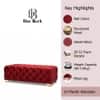 Doe Buck Velvet Tufted Bench in Red Colour with Gold Base