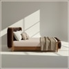 Valerio Duo-Panel Luxe Queen Size Bed in Chocolate Brown colour Velvet with Oak wood Frame