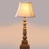 Devansh Off-White Cotton Vintage  Lamp With Wood Base (12X8X24)