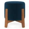 Nicole Stool In Amber Walnut Finish With Blue Micro Velvet Colour