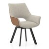 Aero Solid Wood 6 Seater Dining Table With 6  Casey Dining Chairs (Finish : Danish Walnut, Chair Colour : Beige & Tan)