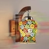 Devansh Solid Wood Electric Wall Light in Brown Colour with Multi Shade Count of 1 Light