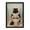 The Castle Decor Funny Black Cat Reading Newspaper Bathroom Wall Art 8x12 Inch