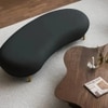 Wooden Twist Borzy Modern Curved Bench with Golden Metal Legs and Soft in Black Colour