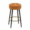 Doe Buck Tufted Counter Height Bar Stool in Brown Colour with Gold Footrest