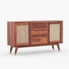 Rattan Sheesham Wood Sideboard In Honey Oak  Finish