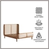 Valerio Duo-Panel Luxe Queen Size Bed in Off- White colour Velvet with Oak wood Frame