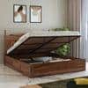 Lavento Sheesham Wood Queen Size Bed With Hydraulic Storage In Provincial Teak Finish