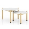 Luma Banswara Marble And Metal Nesting Coffee Table In Glossy Gold Finish
