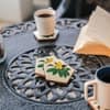 Ireka Home Penta Bloom Acacia Wood Coaster Set – Floral Design (Set of 4)