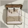 Heritage Cane Upholstered King Size Bed in Linen With Oak wood Frame