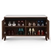 BLUEWUD Mavis Wooden Shoe Rack with Cushioned Seat, Shoe Storage Cabinet Organizer, Slipper Footwear Stand for Living Room Home, Upto 10-12 Pairs DIY (Brown Maple) (90 x 34 x 49.7) CM