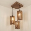 Hexa Brown Solid Wood Cluster Hanging Light