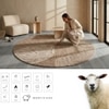 Handmade Round Wool Rug Modern Geometric Beige 6 Feet Carpet