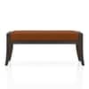 Ibha Solid Wood Entryway Bench In Dark Chestnut Finish with Nappa Tan Leatherette Colour