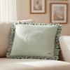Ruffle Pistachio Green  And Olive Cotton Cushion Cover 16X16  Inches