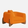 Amala Velvet 1 Seater Sofa in Orange Colour
