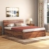 Marieta Solid Wood Queen Size Hydraulic Storage Bed In Teak Finish