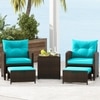 Carry Bird Wicker Patio Furniture Outdoor Balcony Chairs In Brown And Sky Blue Colour
