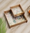 Royal Heritage Tray Set – Taj & Peacocks (Set of 2)