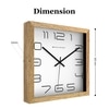 Spaces Unhooked Square Wooden Wall Clock, Natural Wood Frame, White Dial and Modern Outline Numerals