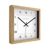 Square Wooden Wall Clock with Roman Numerals and Outer Minute Track