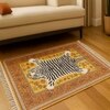 Luxe Home Polyester White Tiger Design Carpets with Tassel Latex Backing (3x5ft Multi)