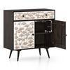 Fleur Solid Wood Sideboard in White & Americain Walnut finish