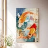 Abstract Traditional Koi Fish Canvas Wall Art 22 x 34 Inch