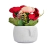 Red Artificial Flowers With Modern Planter