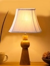 Devansh Off-White Cotton Vintage  Lamp With Wood Base (12X8X20.75)