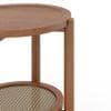 Tora Solid Wood and Cane with Glass Side Table In Amber Walnut Finish
